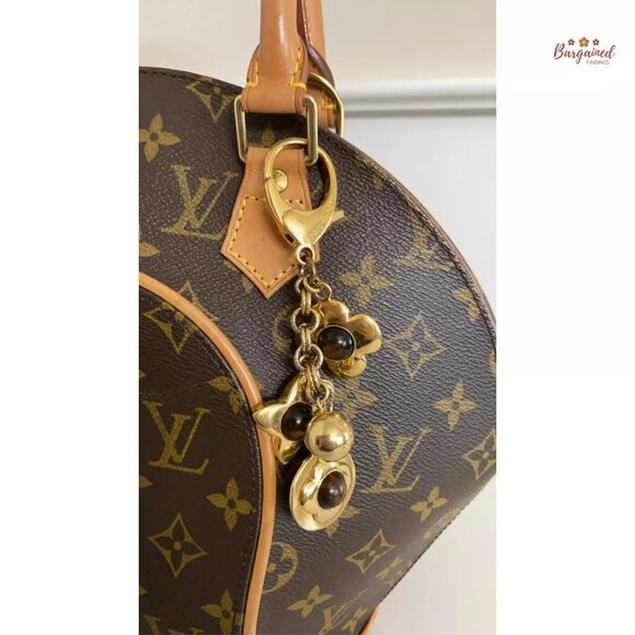 Authentic LOUIS VUITTON Gold Brown Bijoux Sac Tresor Flower Bag Charm - Picture 5 of 10